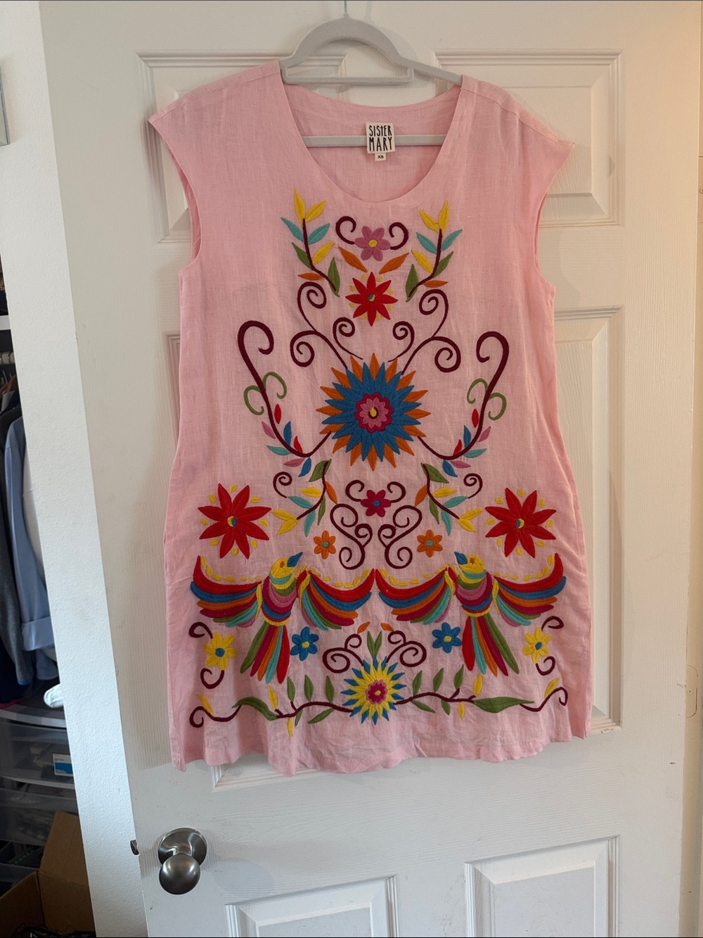Sister Mary Pink Embroidered Mini Dress